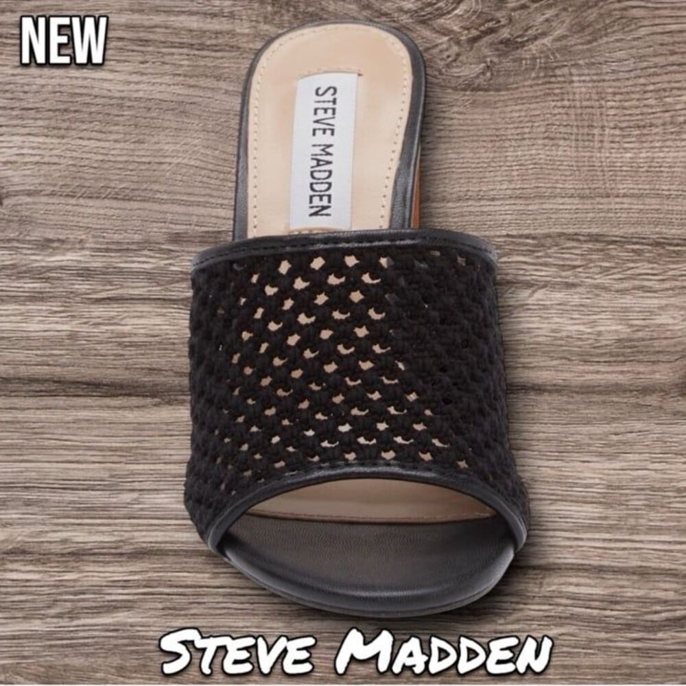 New NIB Women's Steve Madden Cataleya Block Heel Sandal Shoes - 9M - Black - Picture 2 of 6
